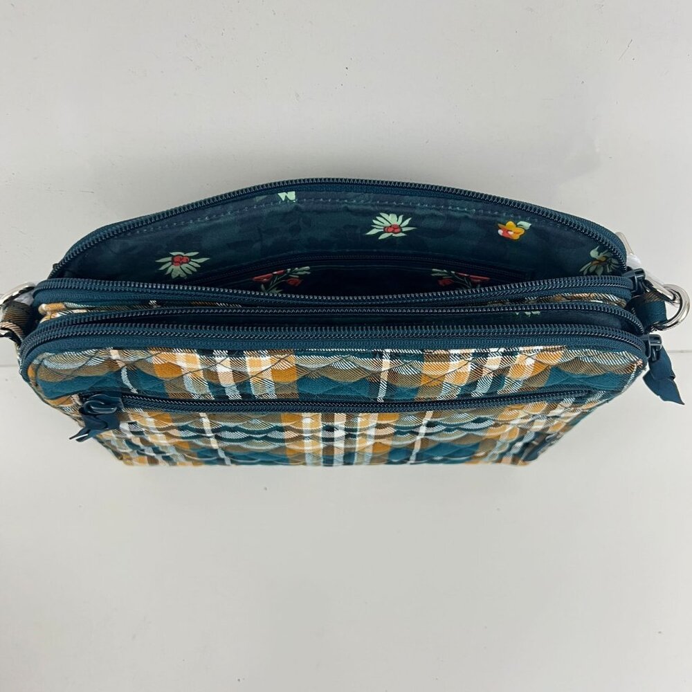 New Vera Bradley Triple Compartment Crossbody Handbag Orchard Plaid NWT - Picture 4 of 6